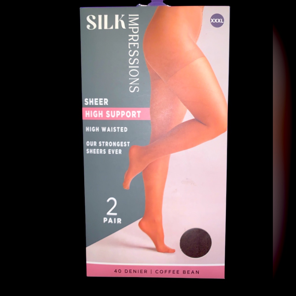 Brand New Silk Impressions Sheer High Support Pantyhose Size Xxxl Coffee Bean